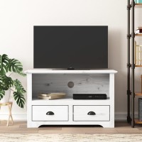 Vidaxl Tv Stand With 2 Drawers Bodo White 35.8X16.9X22 Solid Wood Pine
