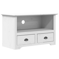 Vidaxl Tv Stand With 2 Drawers Bodo White 35.8X16.9X22 Solid Wood Pine