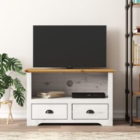Vidaxl Tv Stand With 2 Drawers Bodo Brown 35.8X16.9X22 Solid Wood Pine