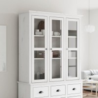 Vidaxl Cabinet With Glass Doors Bodo White Solid Wood Pine