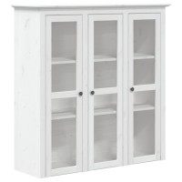 Vidaxl Cabinet With Glass Doors Bodo White Solid Wood Pine