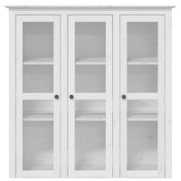 Vidaxl Cabinet With Glass Doors Bodo White Solid Wood Pine