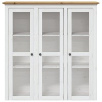 Vidaxl Cabinet With Glass Doors Bodo White And Brown Solid Wood Pine
