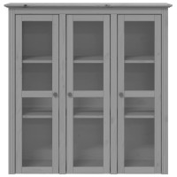 Vidaxl Cabinet With Glass Doors Bodo Gray Solid Wood Pine