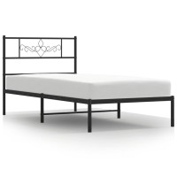 vidaXL Metal Bed Frame with Headboard Black 39.4