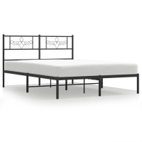 vidaXL Metal Bed Frame with Headboard Black 53.1