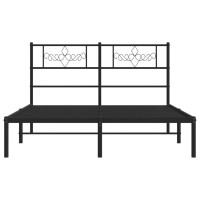 vidaXL Metal Bed Frame with Headboard Black 53.1