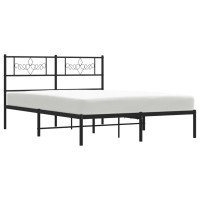 Vidaxl Metal Bed Frame With Headboard Black 59.1X78.7