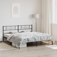 vidaXL Metal Bed Frame with Headboard Black 72