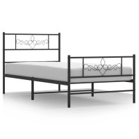 Vidaxl Metal Bed Frame With Headboard And Footboard Black 39.4X78.7