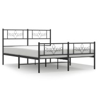 vidaXL Metal Bed Frame with Headboard and Footboard Black 53.1