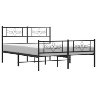vidaXL Metal Bed Frame with Headboard and Footboard Black 53.1