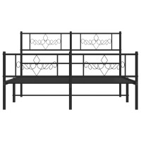 vidaXL Metal Bed Frame with Headboard and Footboard Black 53.1