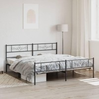 vidaXL Metal Bed Frame with Headboard&Footboard Black 72