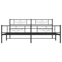 vidaXL Metal Bed Frame with Headboard&Footboard Black 72