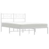 vidaXL Metal Bed Frame with Headboard White 53.1