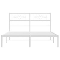 vidaXL Metal Bed Frame with Headboard White 53.1