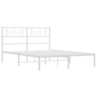 vidaXL Metal Bed Frame with Headboard White 53.1