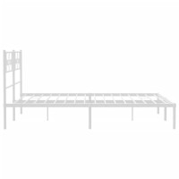 vidaXL Metal Bed Frame with Headboard White 53.1