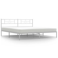 vidaXL Metal Bed Frame with Headboard White 72