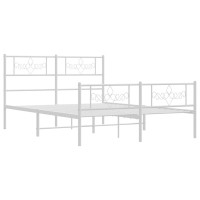 vidaXL Metal Bed Frame with Headboard and Footboard White 53.1