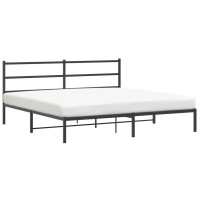 vidaXL Metal Bed Frame with Headboard Black 76