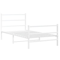 Vidaxl Metal Bed Frame With Headboard And Footboardwhite 39.4X78.7