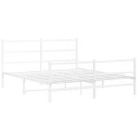 Vidaxl Metal Bed Frame With Headboard And Footboardwhite 59.1X78.7