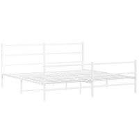 Vidaxl Metal Bed Frame With Headboard And Footboardwhite 76