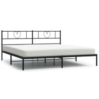 vidaXL Metal Bed Frame with Headboard Black 72