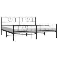 vidaXL Metal Bed Frame with Headboard&Footboard Black 72