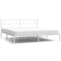 vidaXL Metal Bed Frame with Headboard White 72