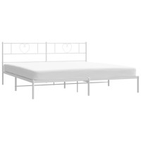 Vidaxl Metal Bed Frame With Headboard White 76X79.9