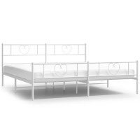 vidaXL Metal Bed Frame with Headboard&Footboard White 72