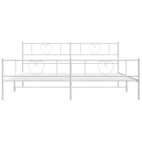 vidaXL Metal Bed Frame with Headboard&Footboard White 72