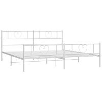 vidaXL Metal Bed Frame with Headboard&Footboard White 72