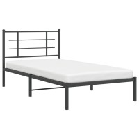 vidaXL Metal Bed Frame with Headboard Black 39.4