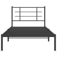 vidaXL Metal Bed Frame with Headboard Black 39.4