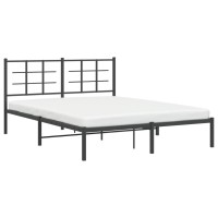 vidaXL Metal Bed Frame with Headboard Black 59.1