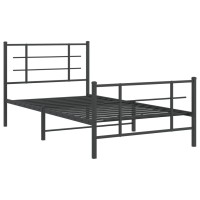 Vidaxl Metal Bed Frame With Headboard And Footboard Black 39.4X78.7