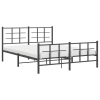 Vidaxl Metal Bed Frame With Headboard And Footboard Black 59.1X78.7