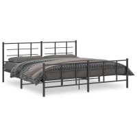 Vidaxl Metal Bed Frame With Headboard And Footboard Black 76X79.9 King