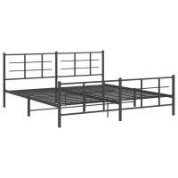 Vidaxl Metal Bed Frame With Headboard And Footboard Black 76X79.9 King