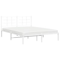 vidaXL Metal Bed Frame with Headboard White 59.1