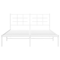 vidaXL Metal Bed Frame with Headboard White 59.1