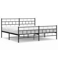 vidaXL Metal Bed Frame with Headboard and Footboard Black 76