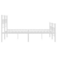 vidaXL Metal Bed Frame with Headboard and Footboard White 59.1