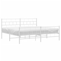 vidaXL Metal Bed Frame with Headboard&Footboard White 72