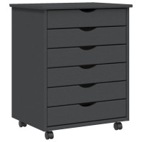 Vidaxl Rolling Cabinet With Drawers Moss Gray Solid Wood Pine