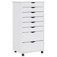 Vidaxl Rolling Cabinet With Drawers Moss White Solid Wood Pine